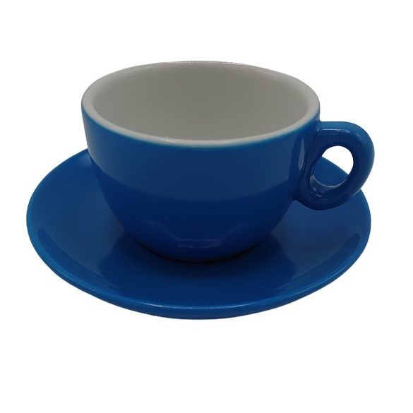 Inkerpor Tasse+assiette plate blanche 170 ml bleu/jaune/menthe/rouge/rose/orange