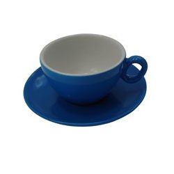   Inkerpor Tasse à cappuccino + assiette 250 ml - bleu/menthe/rose/jaune